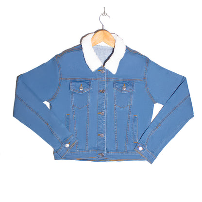 Women's Denim Jacket With Sherpa Collar